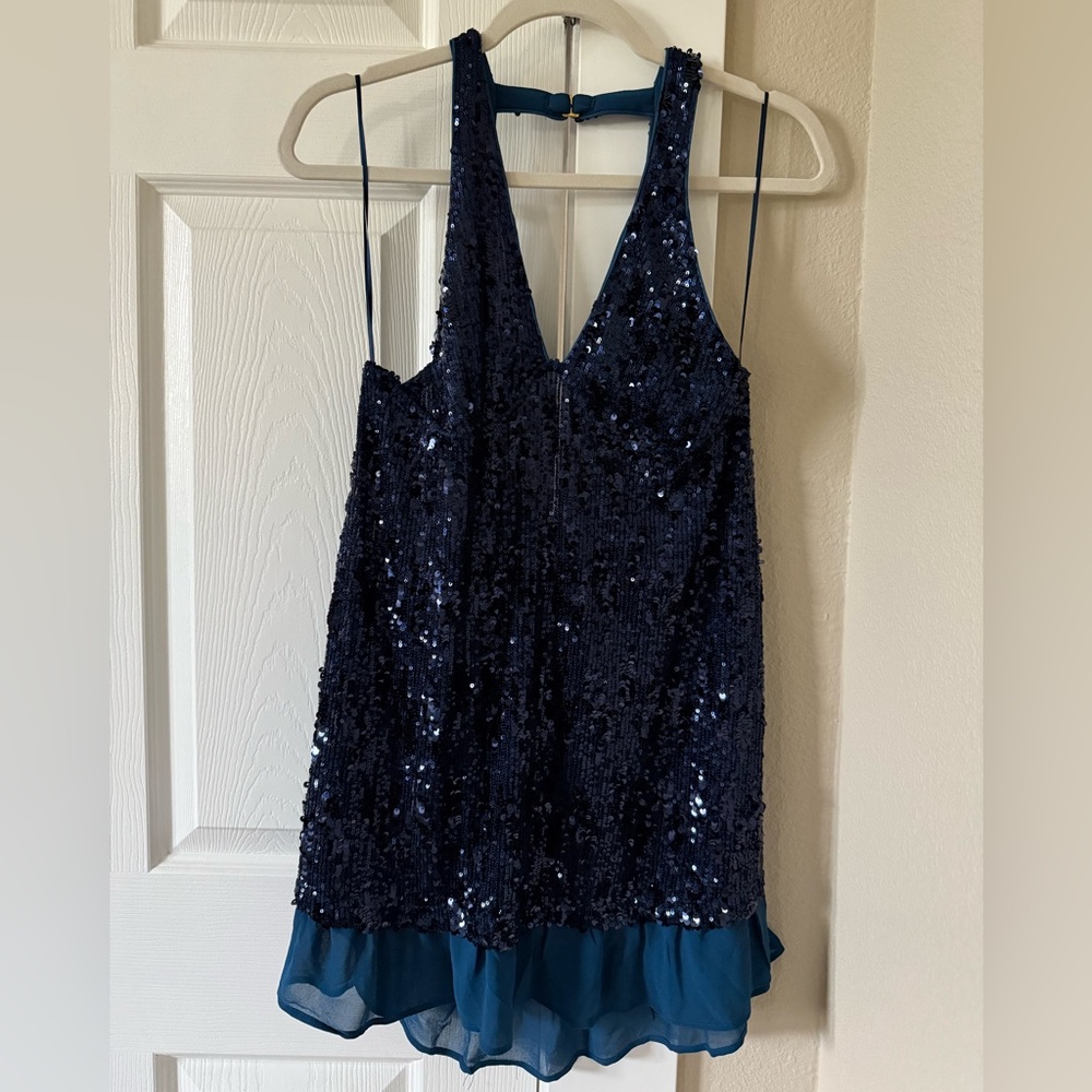 NWT Women’s Free People Intimately Blue Sequins Dress Slip. Size Medium.